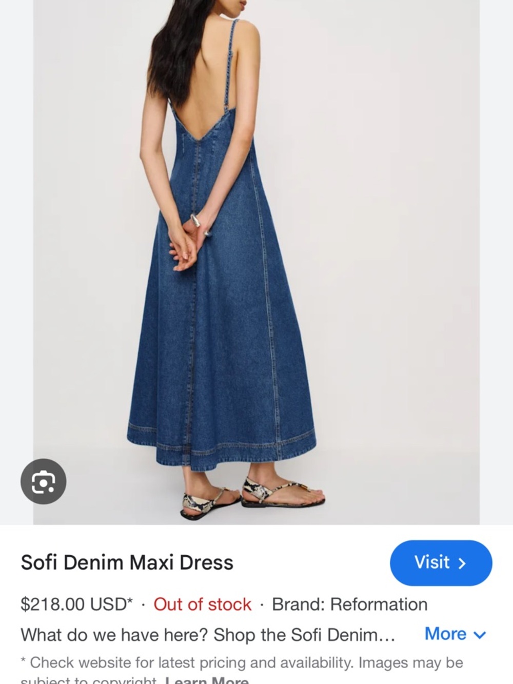 Brand new Reformation Sofi Denim Maxi Dress - M